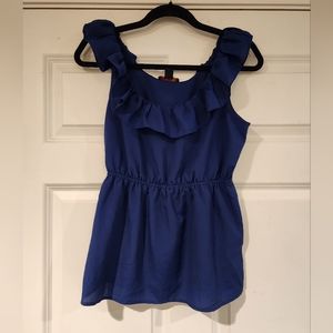 Blue sleeveless peplum top